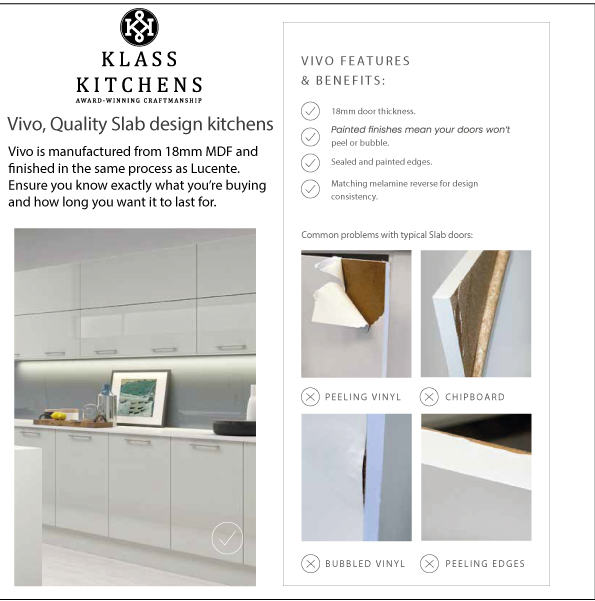 Quality Slab Design cabinets Kitchens by Klass Kitchens of Cannock